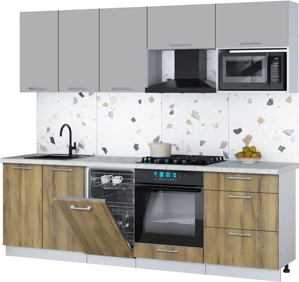 Кухонный гарнитур Интерлиния Мила Gloss 2.45-ПМ4 - фото