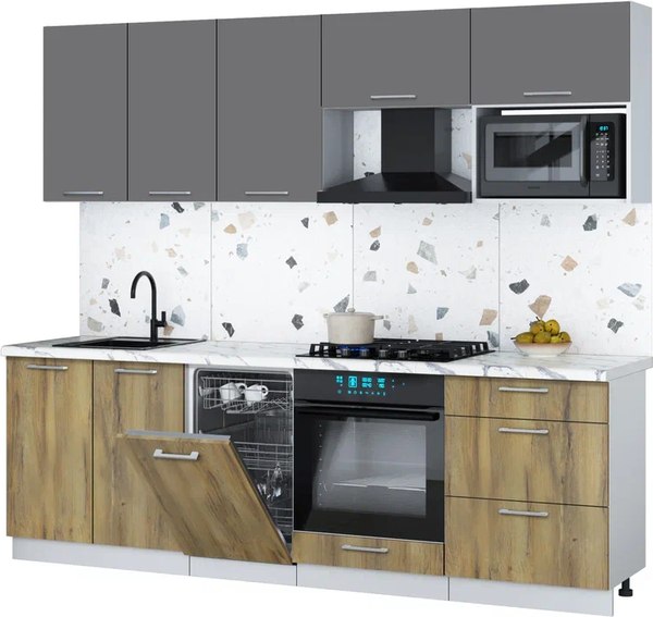 Кухонный гарнитур Интерлиния Мила Gloss 2.45-ПМ4 - фото