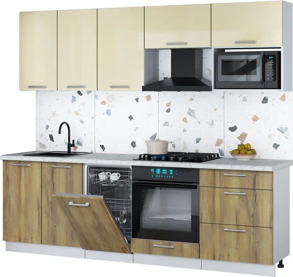 Кухонный гарнитур Интерлиния Мила Gloss 2.45-ПМ4 - фото