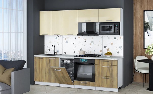 Кухонный гарнитур Интерлиния Мила Gloss 2.45-ПМ4