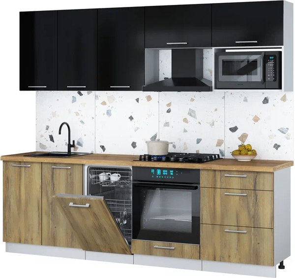 Кухонный гарнитур Интерлиния Мила Gloss 2.45-ПМ4 - фото