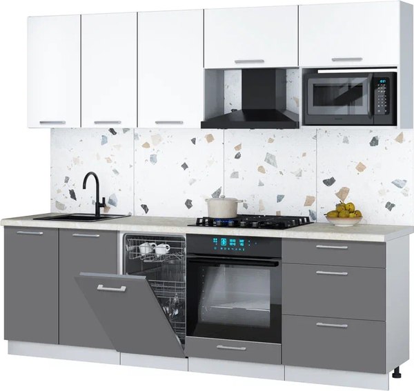 Кухонный гарнитур Интерлиния Мила Gloss 2.45-ПМ4 - фото