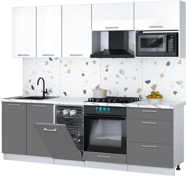 Кухонный гарнитур Интерлиния Мила Gloss 2.45-ПМ4 - фото