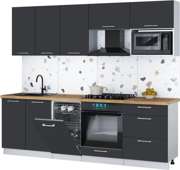 Кухонный гарнитур Интерлиния Мила Gloss 2.45-ПМ4 - фото