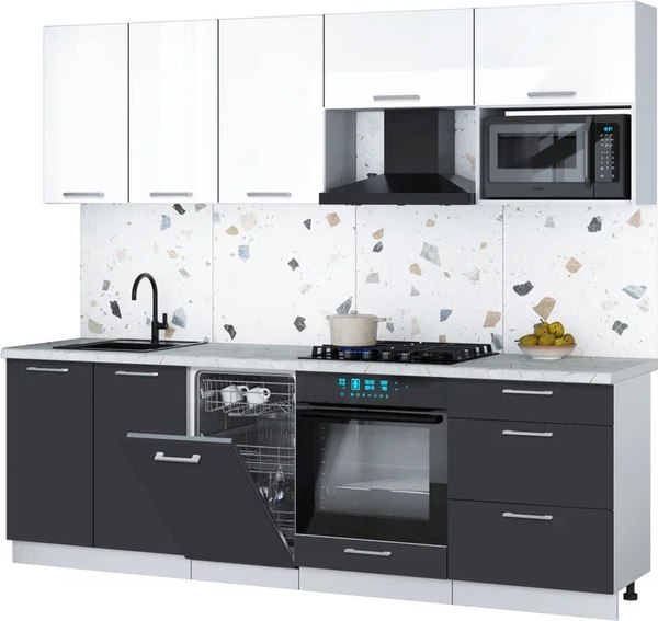 Кухонный гарнитур Интерлиния Мила Gloss 2.45-ПМ4 - фото