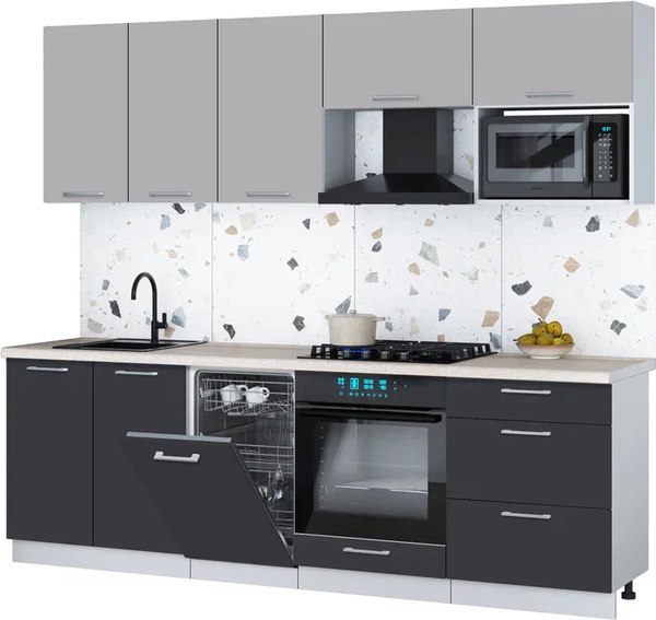 Кухонный гарнитур Интерлиния Мила Gloss 2.45-ПМ4 - фото