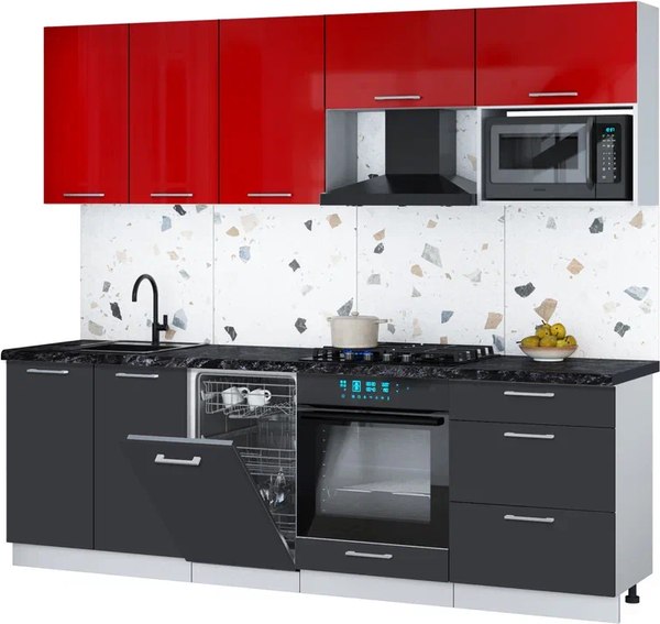 Кухонный гарнитур Интерлиния Мила Gloss 2.45-ПМ4 - фото