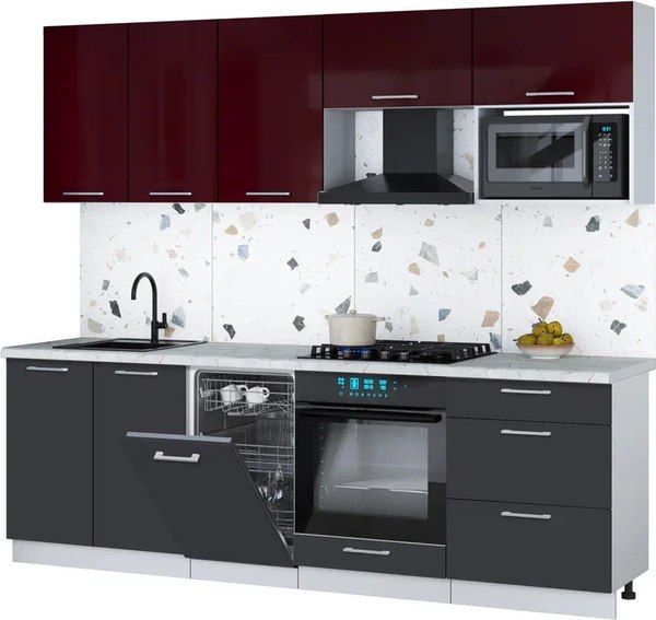 Кухонный гарнитур Интерлиния Мила Gloss 2.45-ПМ4 - фото