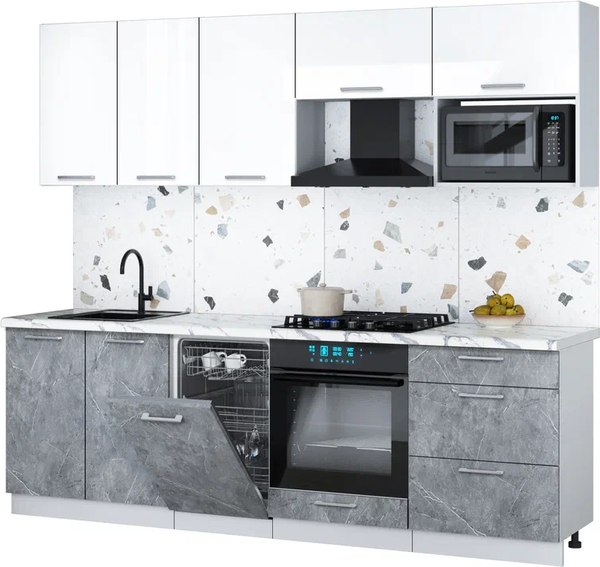 Кухонный гарнитур Интерлиния Мила Gloss 2.45-ПМ4 - фото