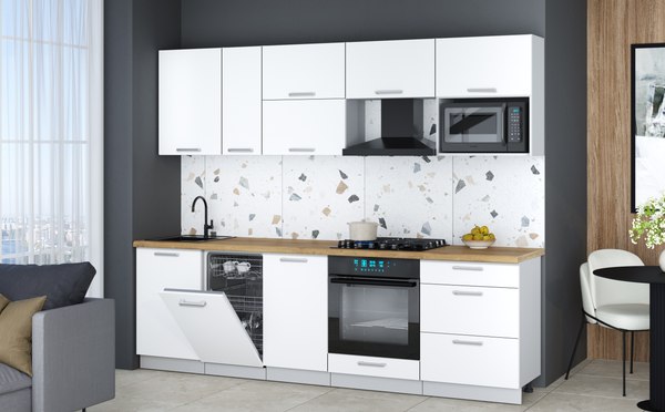 Кухонный гарнитур Интерлиния Мила Gloss 2.6-ПМ4