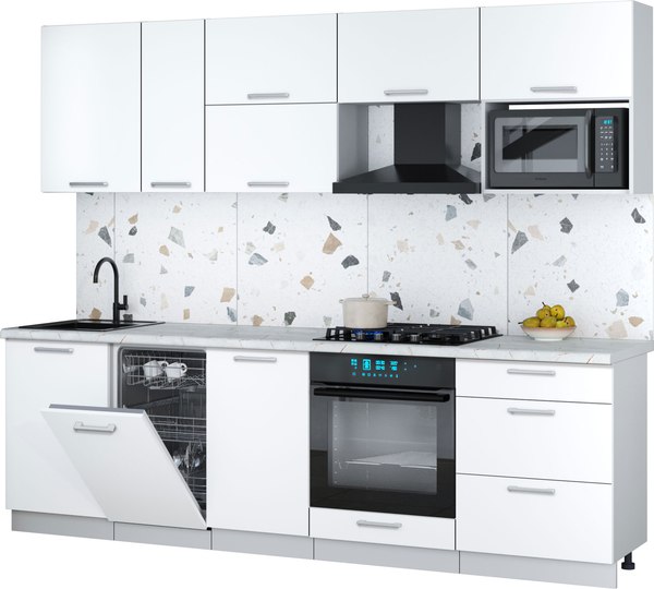 Кухонный гарнитур Интерлиния Мила Gloss 2.6-ПМ4 - фото