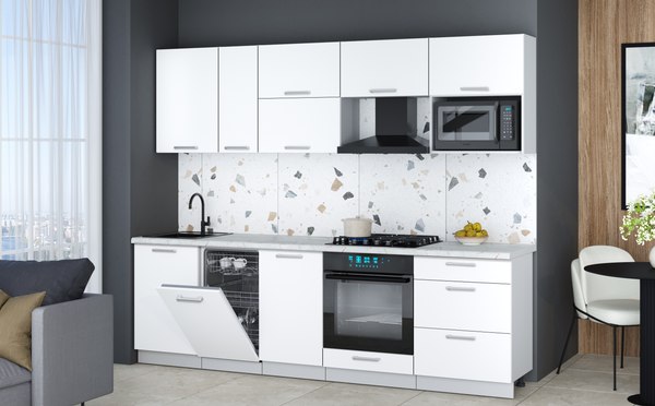 Кухонный гарнитур Интерлиния Мила Gloss 2.6-ПМ4