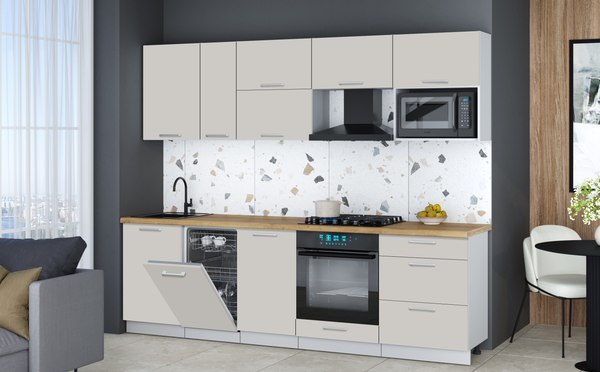 Кухонный гарнитур Интерлиния Мила Gloss 2.6-ПМ4