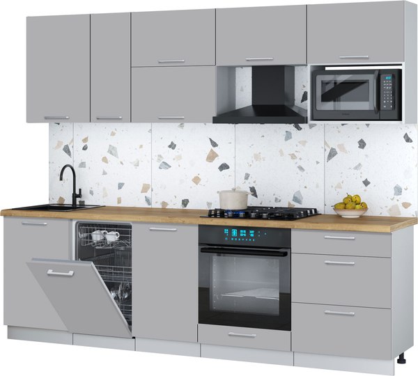Кухонный гарнитур Интерлиния Мила Gloss 2.6-ПМ4 - фото