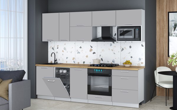 Кухонный гарнитур Интерлиния Мила Gloss 2.6-ПМ4