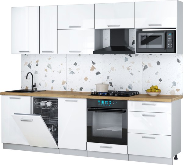 Кухонный гарнитур Интерлиния Мила Gloss 2.6-ПМ4 - фото