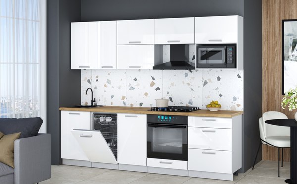 Кухонный гарнитур Интерлиния Мила Gloss 2.6-ПМ4