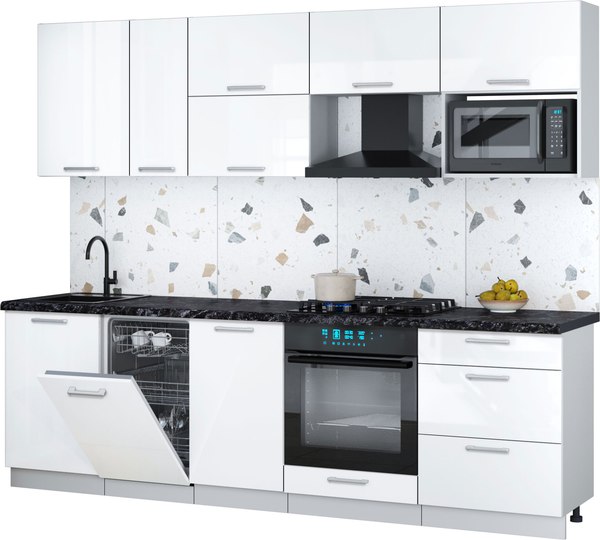 Кухонный гарнитур Интерлиния Мила Gloss 2.6-ПМ4 - фото
