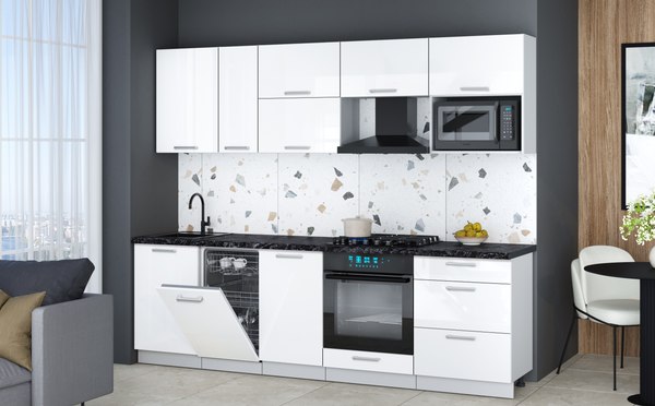 Кухонный гарнитур Интерлиния Мила Gloss 2.6-ПМ4