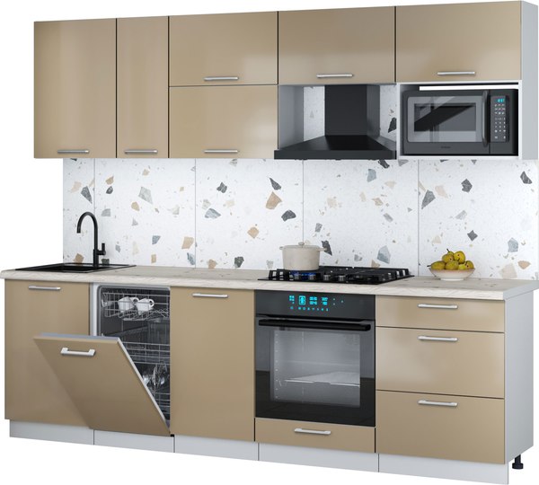 Кухонный гарнитур Интерлиния Мила Gloss 2.6-ПМ4 - фото