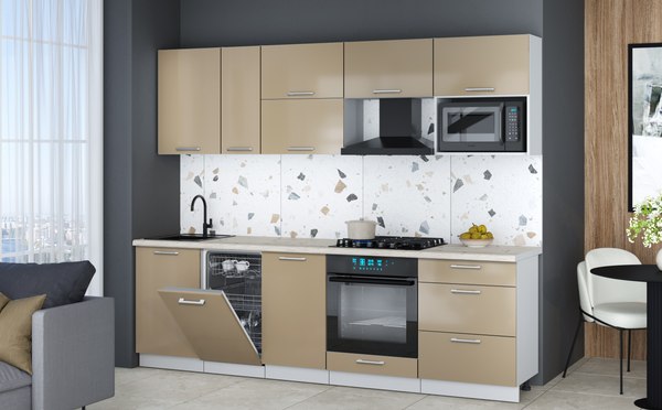 Кухонный гарнитур Интерлиния Мила Gloss 2.6-ПМ4