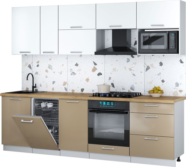 Кухонный гарнитур Интерлиния Мила Gloss 2.6-ПМ4 - фото