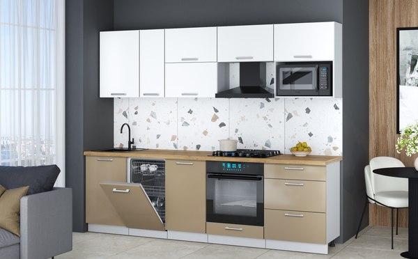 Кухонный гарнитур Интерлиния Мила Gloss 2.6-ПМ4