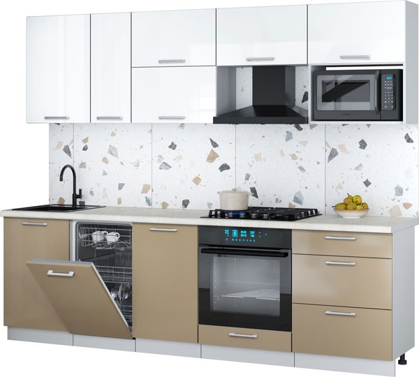 Кухонный гарнитур Интерлиния Мила Gloss 2.6-ПМ4 - фото