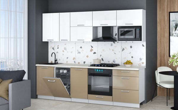 Кухонный гарнитур Интерлиния Мила Gloss 2.6-ПМ4