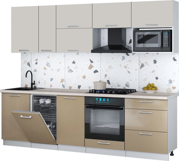 Кухонный гарнитур Интерлиния Мила Gloss 2.6-ПМ4 - фото
