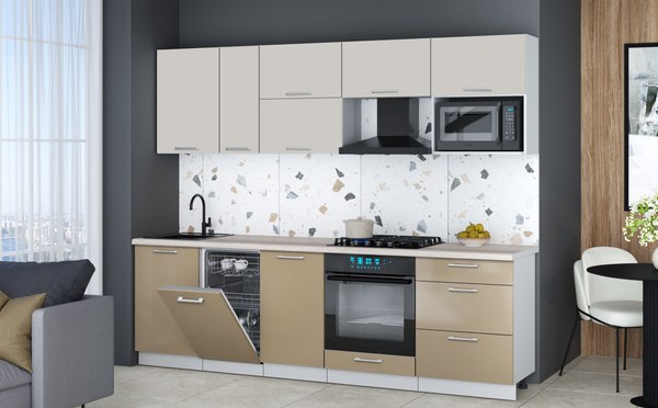 Кухонный гарнитур Интерлиния Мила Gloss 2.6-ПМ4