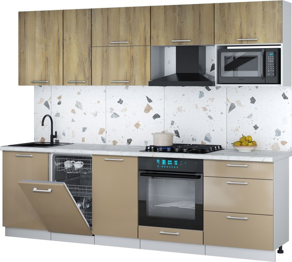 Кухонный гарнитур Интерлиния Мила Gloss 2.6-ПМ4 - фото