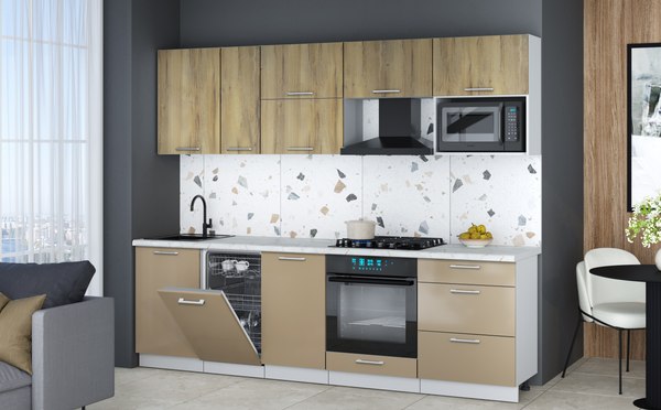 Кухонный гарнитур Интерлиния Мила Gloss 2.6-ПМ4