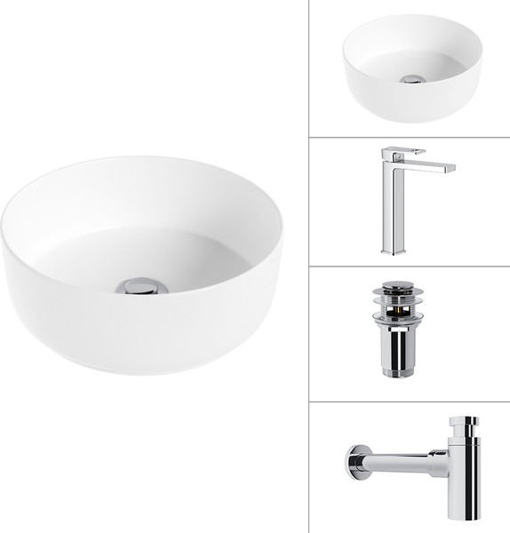 Умывальник со смесителем Lauter 21499-31+Cascade 21СК0655C+сифон 21635CH+дон.клапан 21190CH - фото