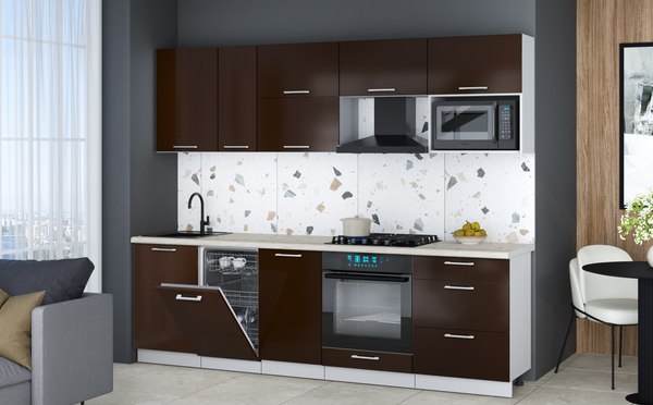 Кухонный гарнитур Интерлиния Мила Gloss 2.6-ПМ4