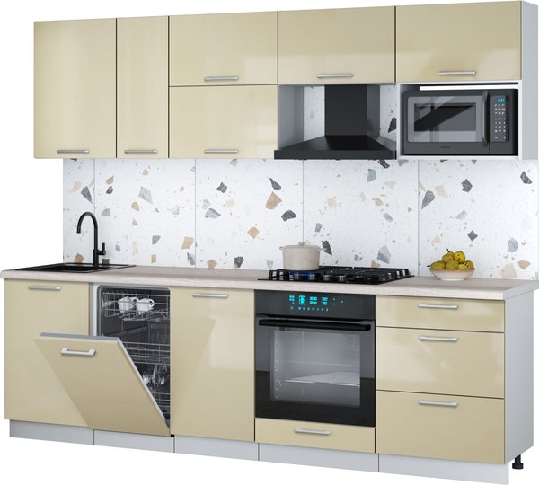 Кухонный гарнитур Интерлиния Мила Gloss 2.6-ПМ4 - фото