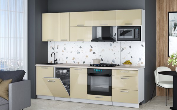 Кухонный гарнитур Интерлиния Мила Gloss 2.6-ПМ4