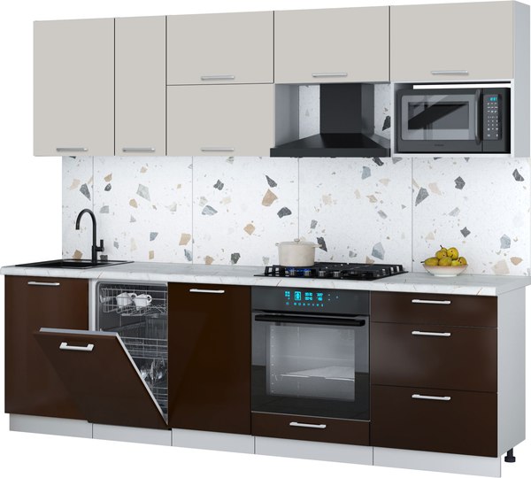 Кухонный гарнитур Интерлиния Мила Gloss 2.6-ПМ4 - фото