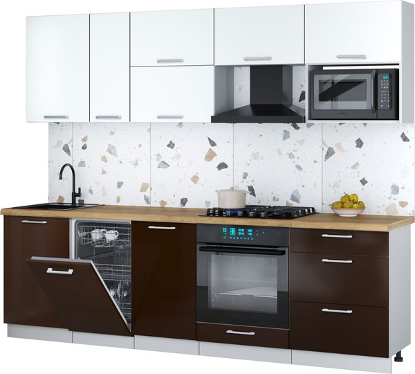 Кухонный гарнитур Интерлиния Мила Gloss 2.6-ПМ4 - фото