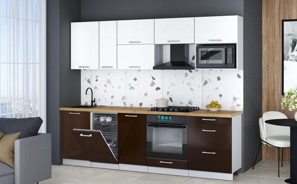 Кухонный гарнитур Интерлиния Мила Gloss 2.6-ПМ4