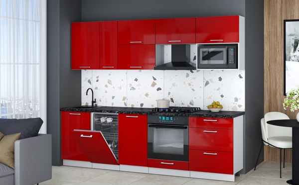 Кухонный гарнитур Интерлиния Мила Gloss 2.6-ПМ4