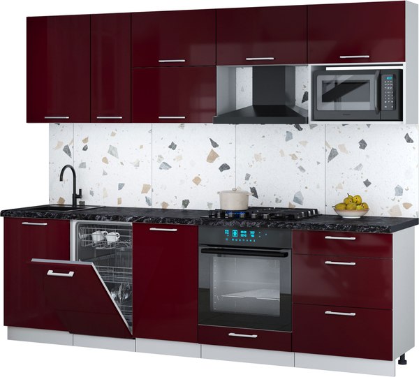 Кухонный гарнитур Интерлиния Мила Gloss 2.6-ПМ4 - фото