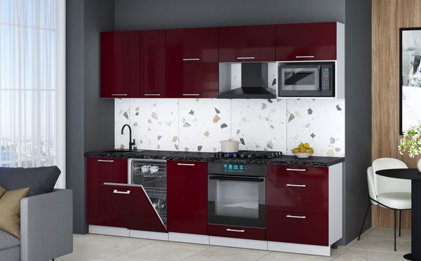 Кухонный гарнитур Интерлиния Мила Gloss 2.6-ПМ4