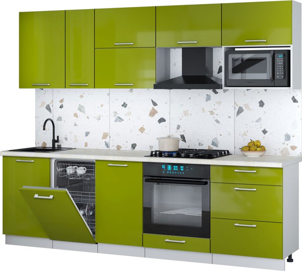 Кухонный гарнитур Интерлиния Мила Gloss 2.6-ПМ4 - фото