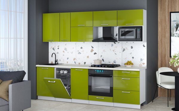 Кухонный гарнитур Интерлиния Мила Gloss 2.6-ПМ4