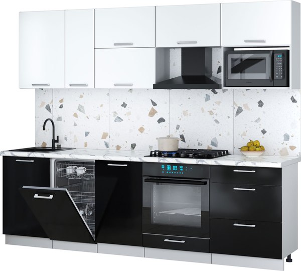 Кухонный гарнитур Интерлиния Мила Gloss 2.6-ПМ4 - фото