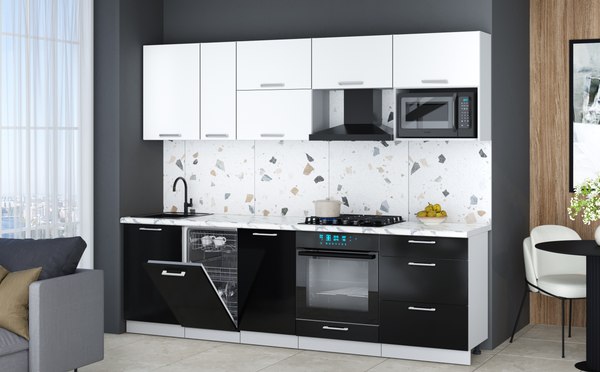 Кухонный гарнитур Интерлиния Мила Gloss 2.6-ПМ4