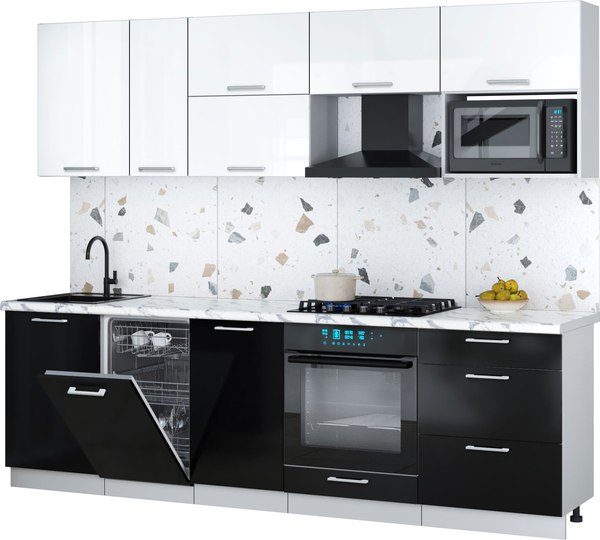 Кухонный гарнитур Интерлиния Мила Gloss 2.6-ПМ4 - фото