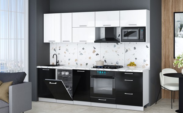 Кухонный гарнитур Интерлиния Мила Gloss 2.6-ПМ4