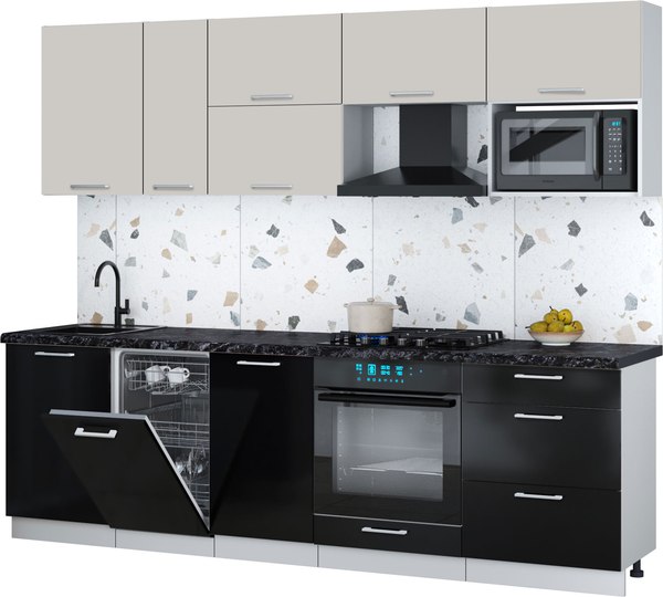 Кухонный гарнитур Интерлиния Мила Gloss 2.6-ПМ4 - фото